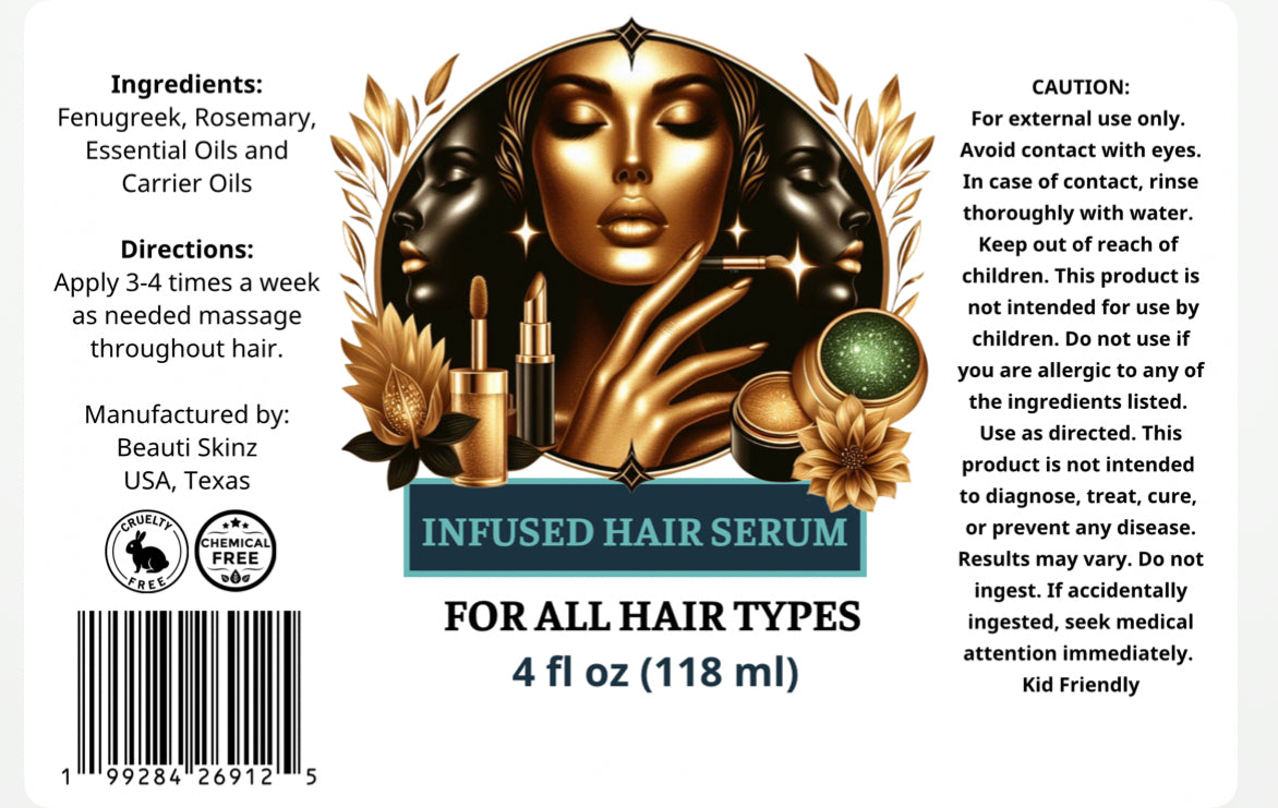 Beauti Skinz Infused Hair Serum - 20ml - Growth-Enhancing Formula for Enhanced Hair Texture